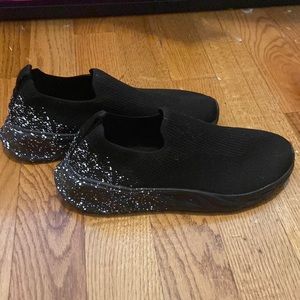 Zara Knit Fabric Paint Splatter Running Sneakers